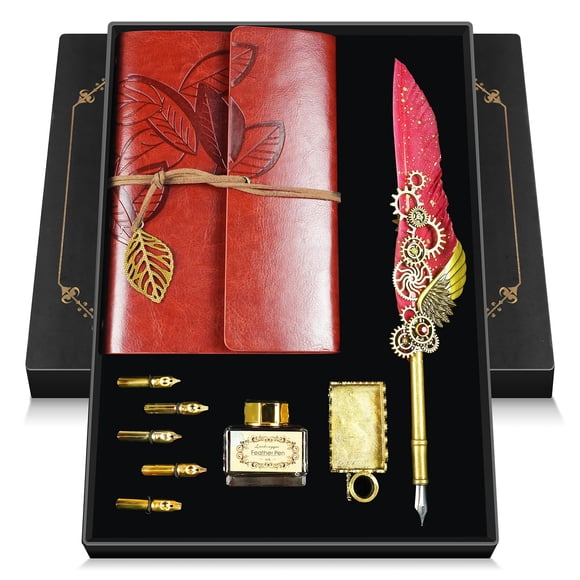 Set de bolígrafos de caligrafía GrnVibe Feather con tinta y diario