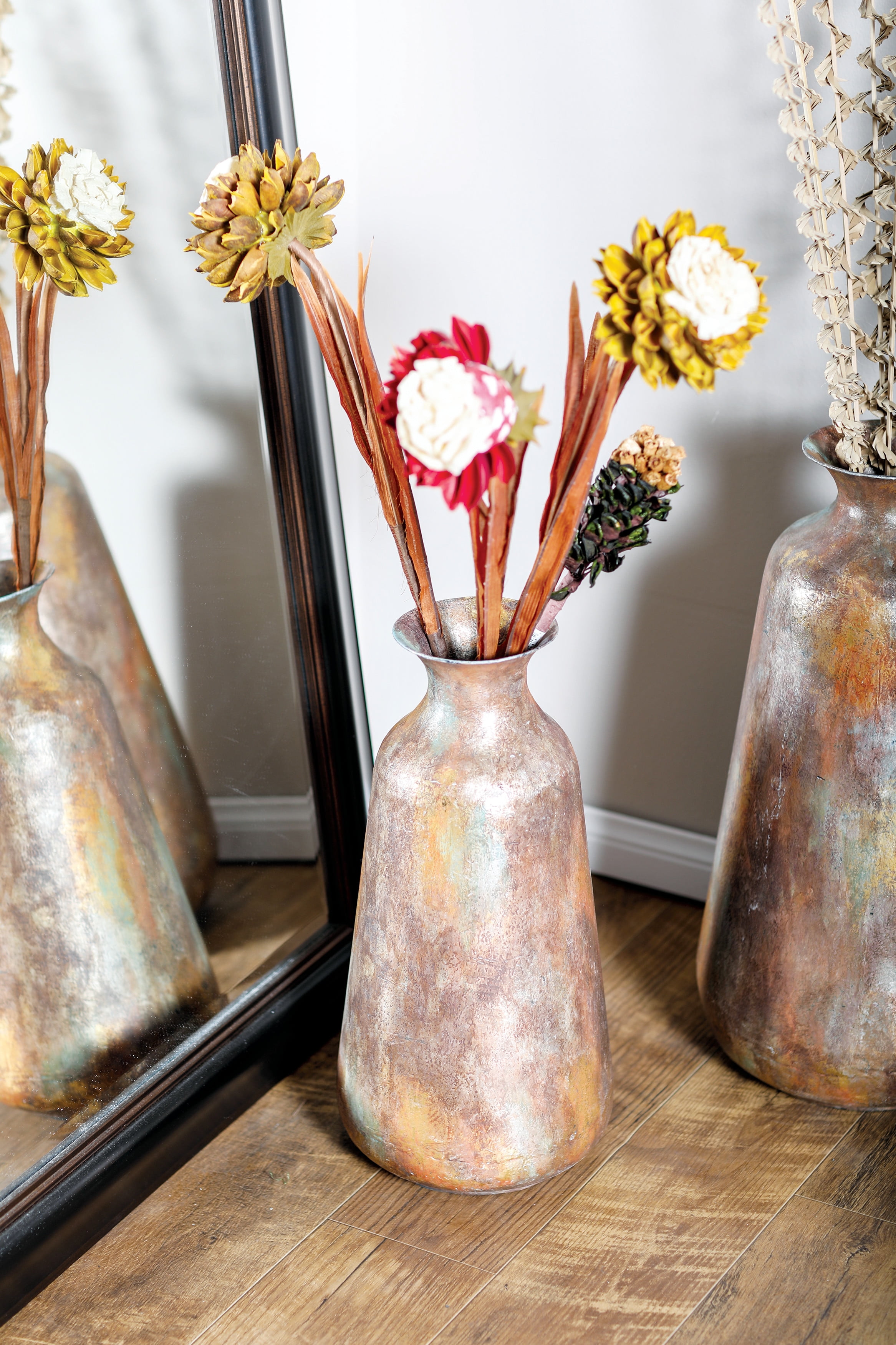 Brown & cream dried Display in Free wood vase weddings copper 