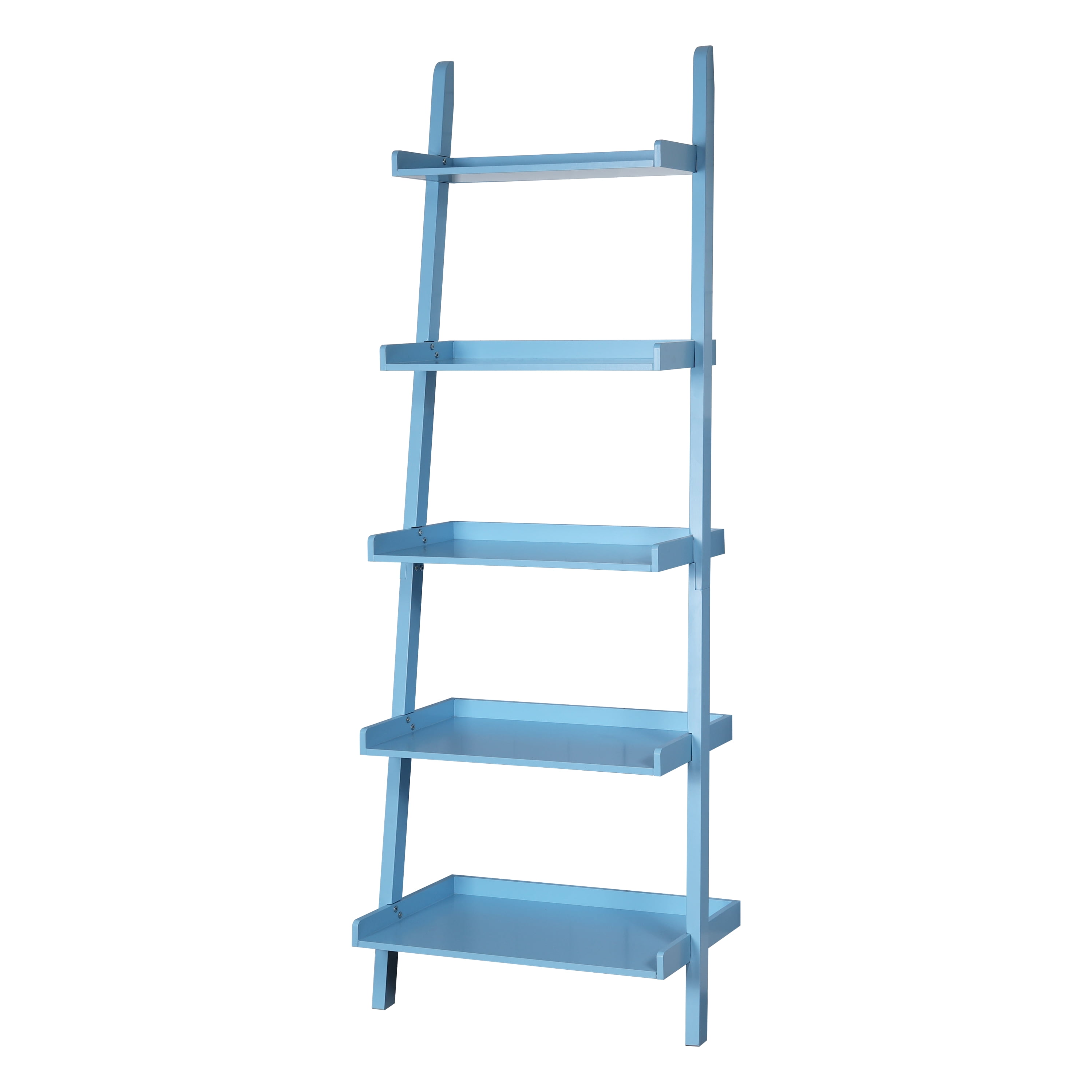 5-Tier Ladder Shelf – Leaning Book Case – Bookshelf for Bedroom, Living Room, or Kitchen Shelving Sky Blue