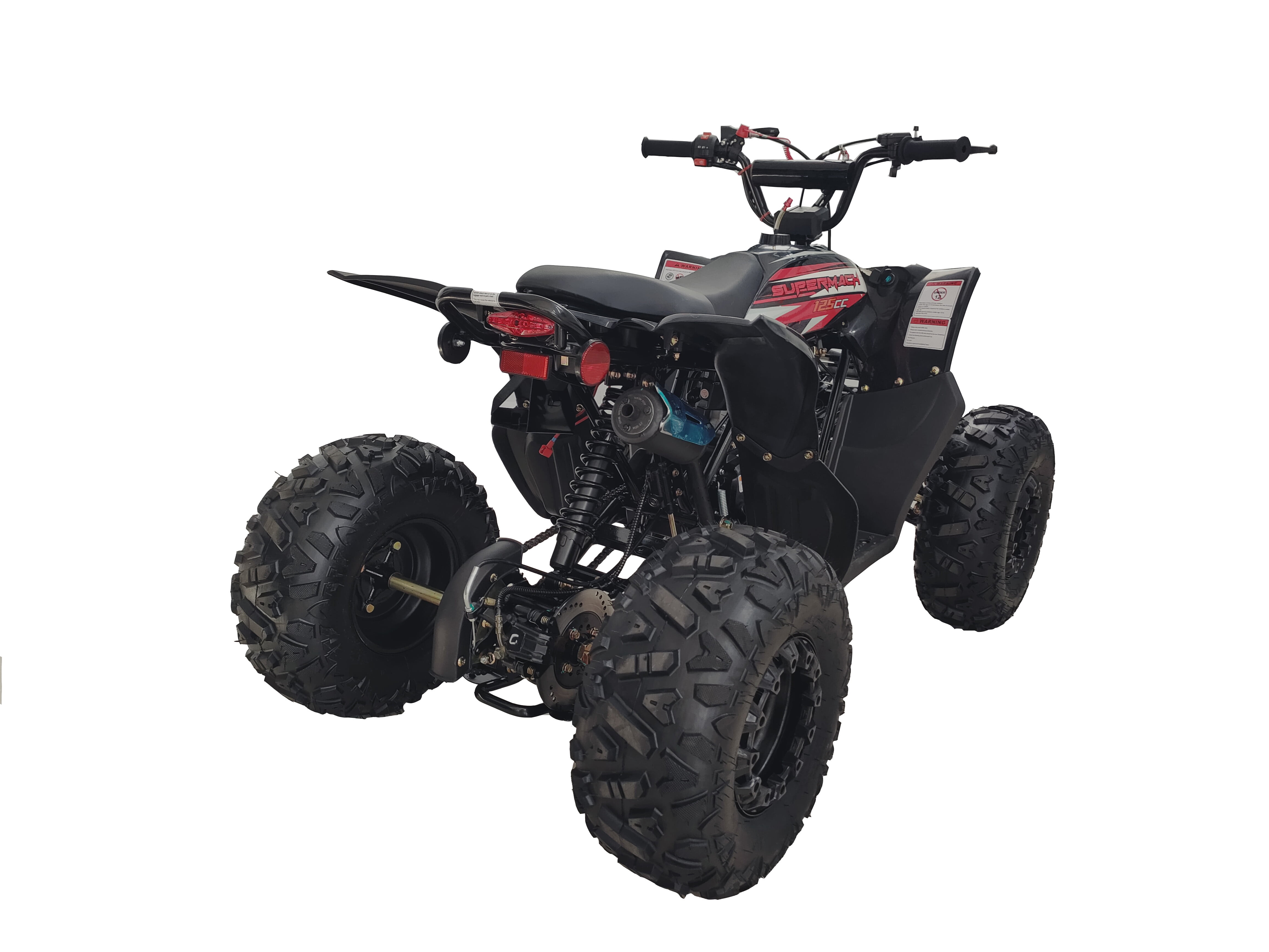 Supermach Upgraded 125cc ATV for Kids Youth ATV by  Cheetah ATV 125  gas 4 wheeler with Reverse and BIG Tires -  Red color