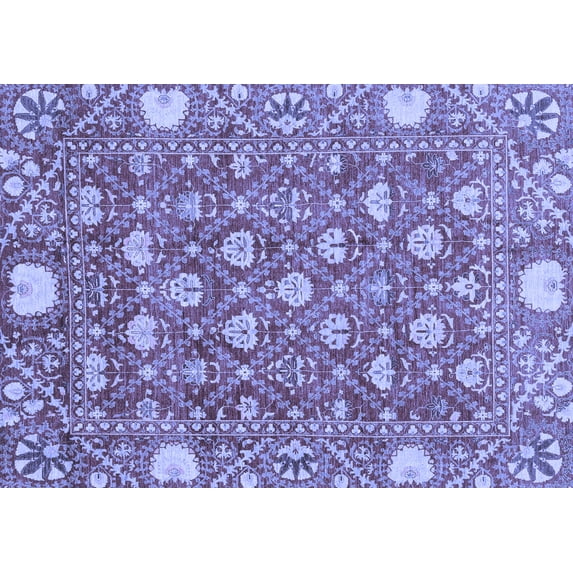 Ahgly Company Machine Washable Indoor Rectangle Abstract Blue Modern Area Rugs, 8' x 10'