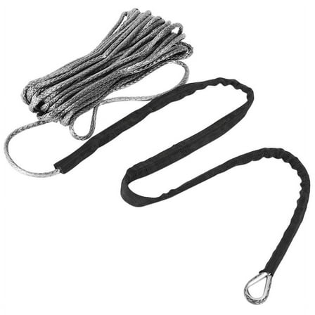 3/16 inch x 50 7700LBs Synthetic Winch Line Cable Rope with Protecing Sleeve for ATV UTV (Grey)