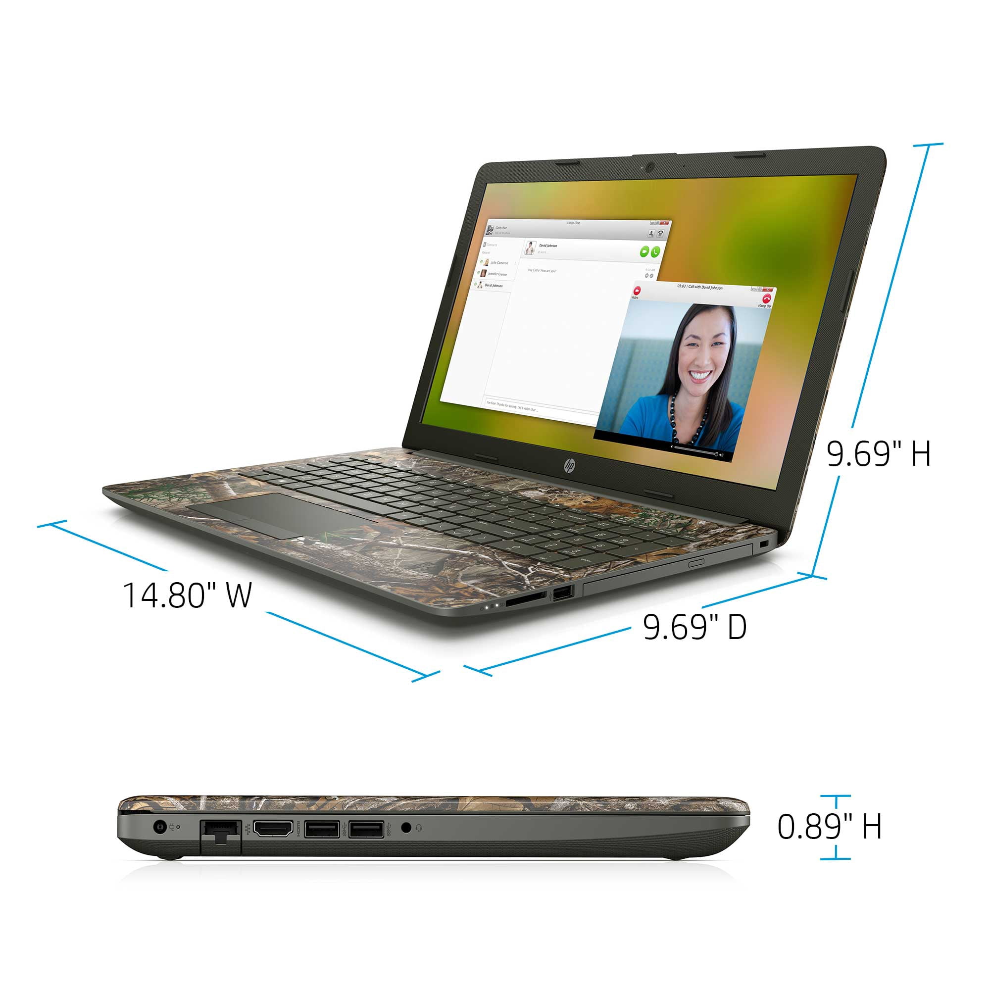 HP 15.6" Laptop, AMD Ryzen 3 2200U, 1TB HDD, 4GB SDRAM, DVD-Writer, Realtree Edge Camo, 15-DB0047WM