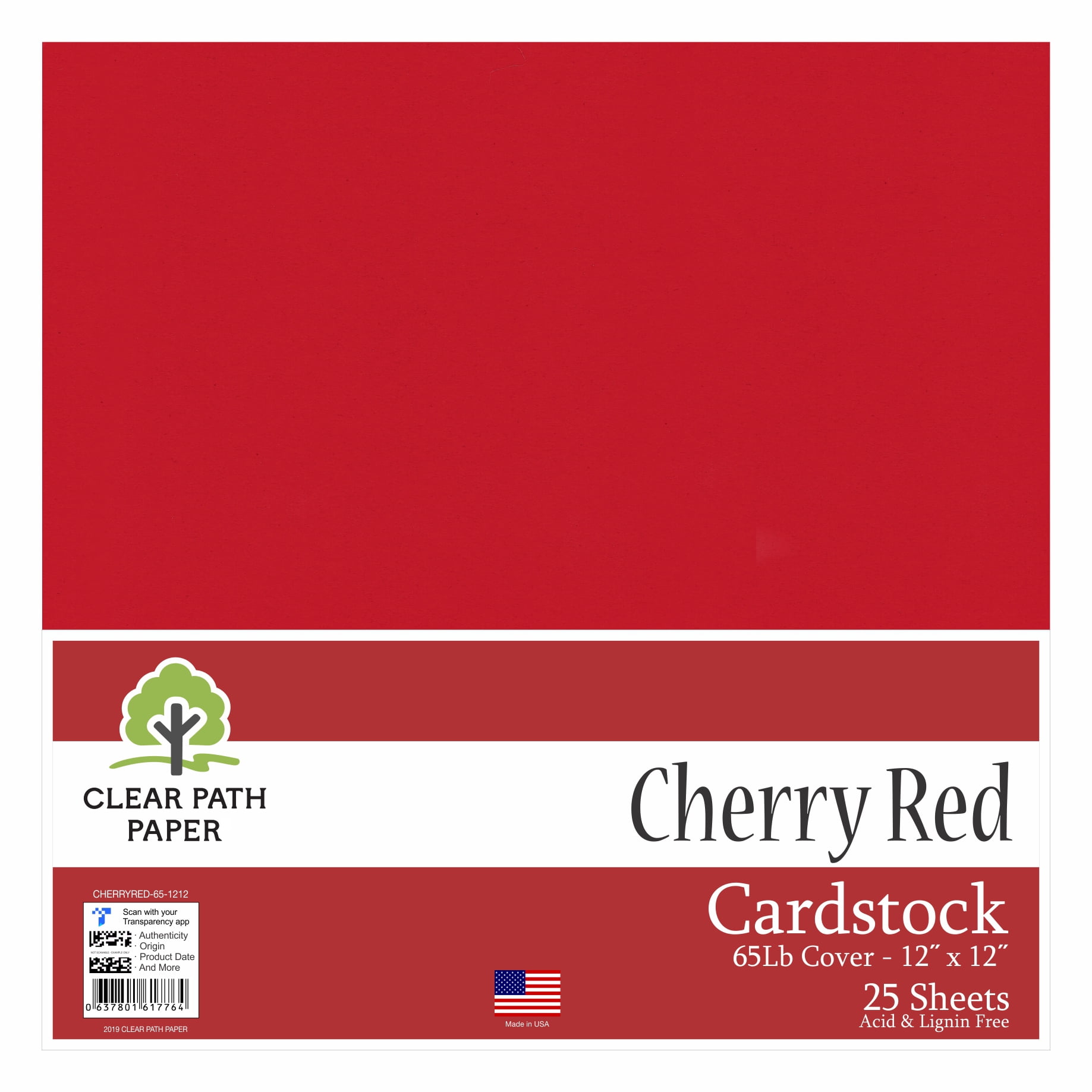 Cherry Red Cardstock - 12 x 12 inch - 100Lb Cover - 25 Sheets - Clear Path  Paper
