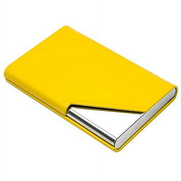 Padike Business Card Holder, PU Leather & Stainless Steel Multi Card Case for Men & Women, Name Card Holder, Credit Card Wallet, ID Case/Holder with Magnetic Closure (Y-YE)