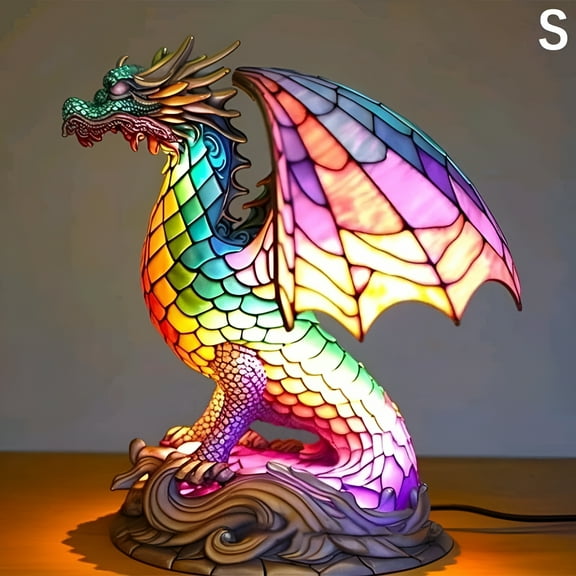 LAMIRO Animal Table Lamp Series,Stained Glass Table Lamp Night Light,Resin Decoration