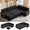 Black, variant on 102" Grey Chenille L-Shaped Sectional Sleeper Sofa, 7-Seat Sofa with Pull-Out Bed, Reclining Backrest, USB Ports, LED Lights, Ottoman
