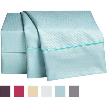 1800 Collection Embossed Checkerboard Design 4 Piece Bed Sheet Set 1800 Collection Embossed Checkerboard Design 4 Piece Bed Sheet Set Full Light Blue High Quality Sheets With A Beautiful By
