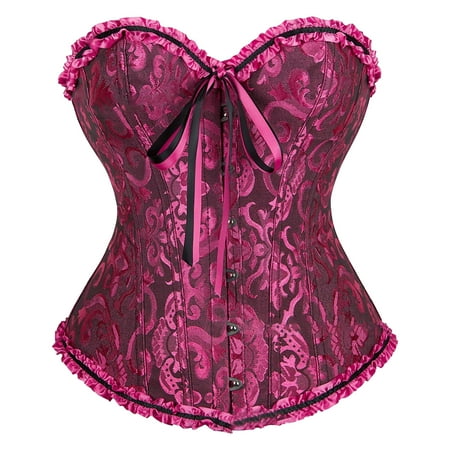 ZSQDM Clearance Slip Shorts for Women Women S Corset Top Bustier Plus Size Women S Overbust Satin Floral Lace Up Trim Women Bustier Corset Top Watermelon red XXL