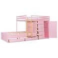 thumbnail image 5 of Harper & Bright Designs Full over Full Bunk Bed with Storage Wardrobe and Drawers, Full Size Wood Space-Saving Bunk Bed with Guardrail for Apartment, Bedroom, Pink, 5 of 20