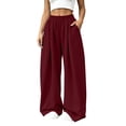thumbnail image 5 of Baggy Wide Leg Sweatpants for Women Loose Elastic Waist Drawstring Lounge Athletic Track Pants with Pockets, 5 of 9