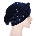 thumbnail image 4 of Herrnalise Women Solid Beading India Hat Muslim Ruffle Cancer Chemo Hat Beanie Wrap Cap, 4 of 5