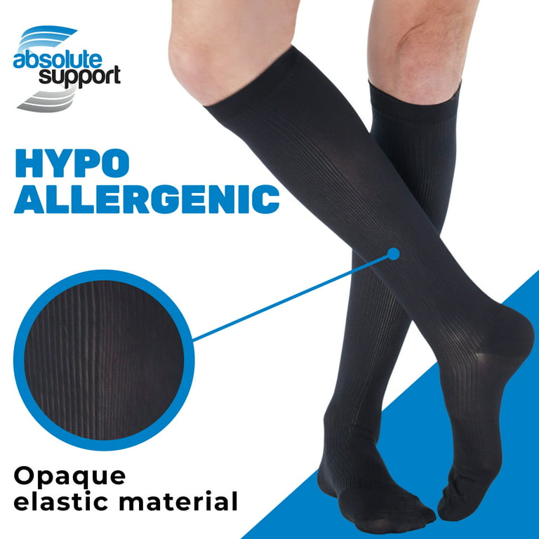 Made in USA - Compression Socks for Men 20-30mmHg Edema Swelling - Black,  Small
