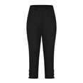 thumbnail image 6 of Women's Capri Pants Tummy Control Knee Length Yoga Leggings Casual Solid Cutout High Waisted Cropped Pant Black 2XL, 6 of 6