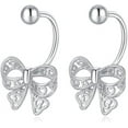 thumbnail image 7 of Solid 925 Sterling Silver Bow Half Hoop Earrings Huggie for Women Teens Bowknot Hoop Earrings Open Hoops, 7 of 7