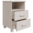 thumbnail image 3 of Mesita de noche VidaXL HAMAR de madera maciza blanca con 2 cajones, 3 of 7