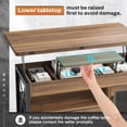 thumbnail image 6 of 40" Lift Top Coffee Table, 4 in 1 Multifunctional Coffee Tables with Storage Cabinet for Living Room, Small Farmhouse Center Table with 2 Fabric Drawers & LED Light for Dining Room, Oak Brown, 6 of 8