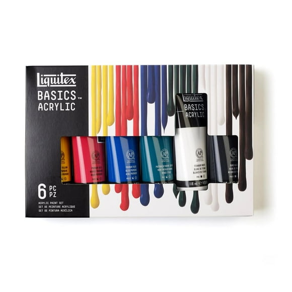 Liquitex BASICS Acrylic Paint Set, 6 x 118ml (4-oz) Tube Paint Set