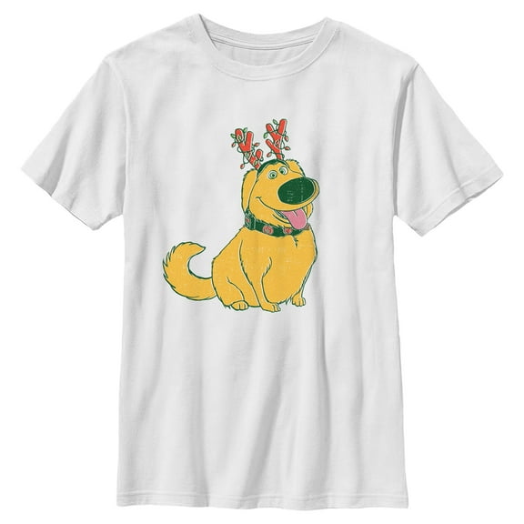 Boys Up Christmas Dug Reindeer Headband T Shirt