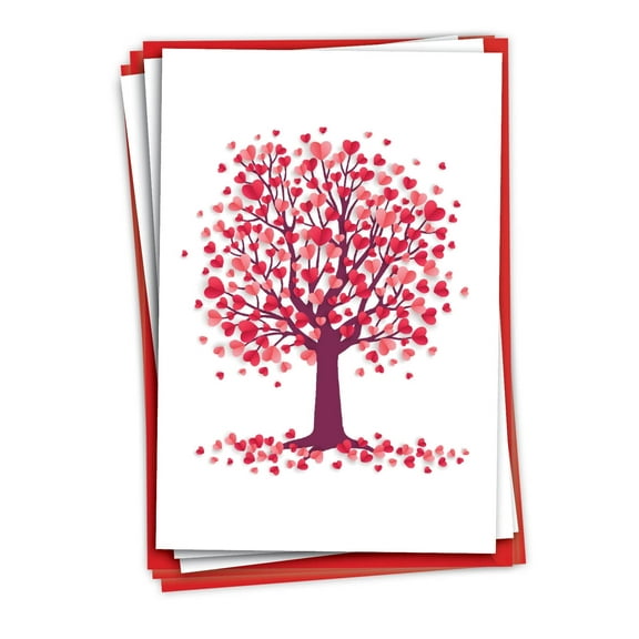 NobleWorks Pack of 3 Valentine's Day Greeting Cards with Envelopes (1 Design, 3 Each) Love Trees C3185GVDG-C3x1