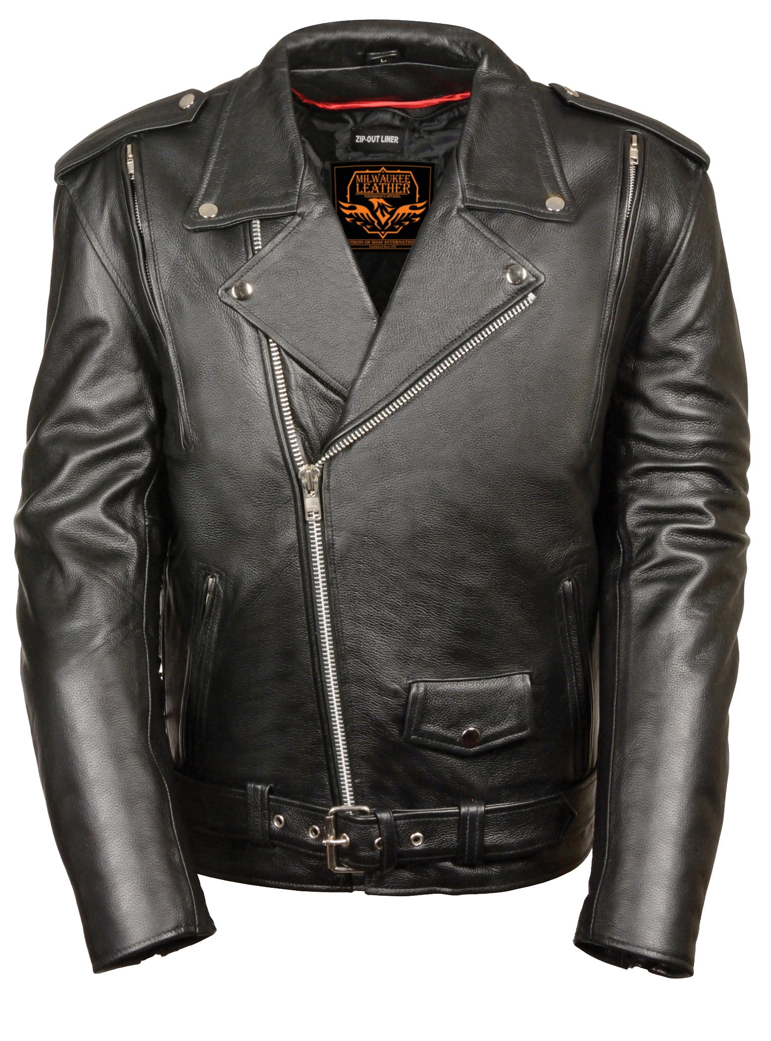 Milwaukee Leather Mens Premium Black Leather Vented Motorcycle Jacket ...