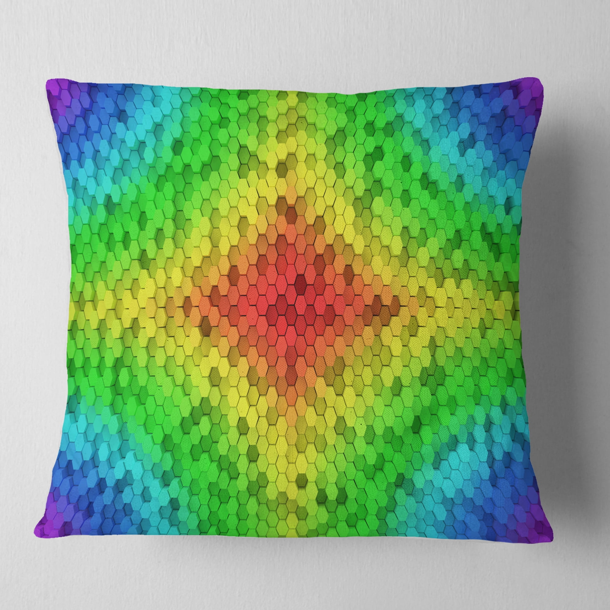 Designart Colorful Elevated Hexagon Columns - Abstract Throw Pillow - 16x16