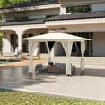 thumbnail image 6 of Erommy 8 ' x 8 ' Outdoor Gazebo,Double Roof Canopy Gazebo with Mosquito Nettings and Privacy Curtains for Deck,Kahaki, 6 of 9