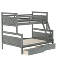 thumbnail image 6 of Euroco Modern Solid Wood Convertible Twin over Full Kids Bunk Bed Frame with Ladder, White, Gray, 6 of 10