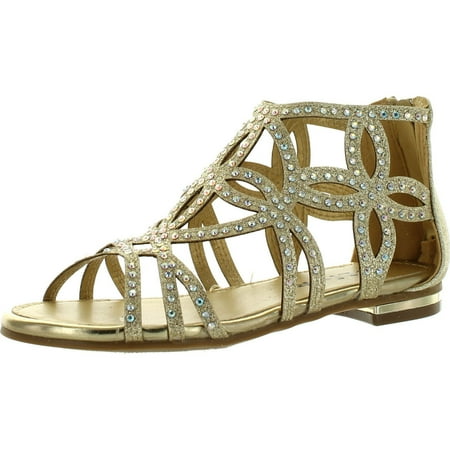 

Forever Tory63 Kids Bling Rhinestone Four-leaf Clover Cut Out Strap Gladiator Dress Sandal Shoes Gold_T-63K 2