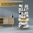 thumbnail image 3 of Kings Brand Furniture Revolving Shoe Rack, Spinning Shoe Rack Tower, 360° Revolving Shoe Storage Organizer for Closet Entryway Bedroom Hallway (White, 7-Tier), 3 of 6