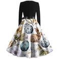 thumbnail image 3 of HOXZODT Womens Easter Dress 2026 Long Sleeve A-Line Zipper Dresses for Women Holiday Bunny Egg Print Spring Dress, White, L, 3 of 4