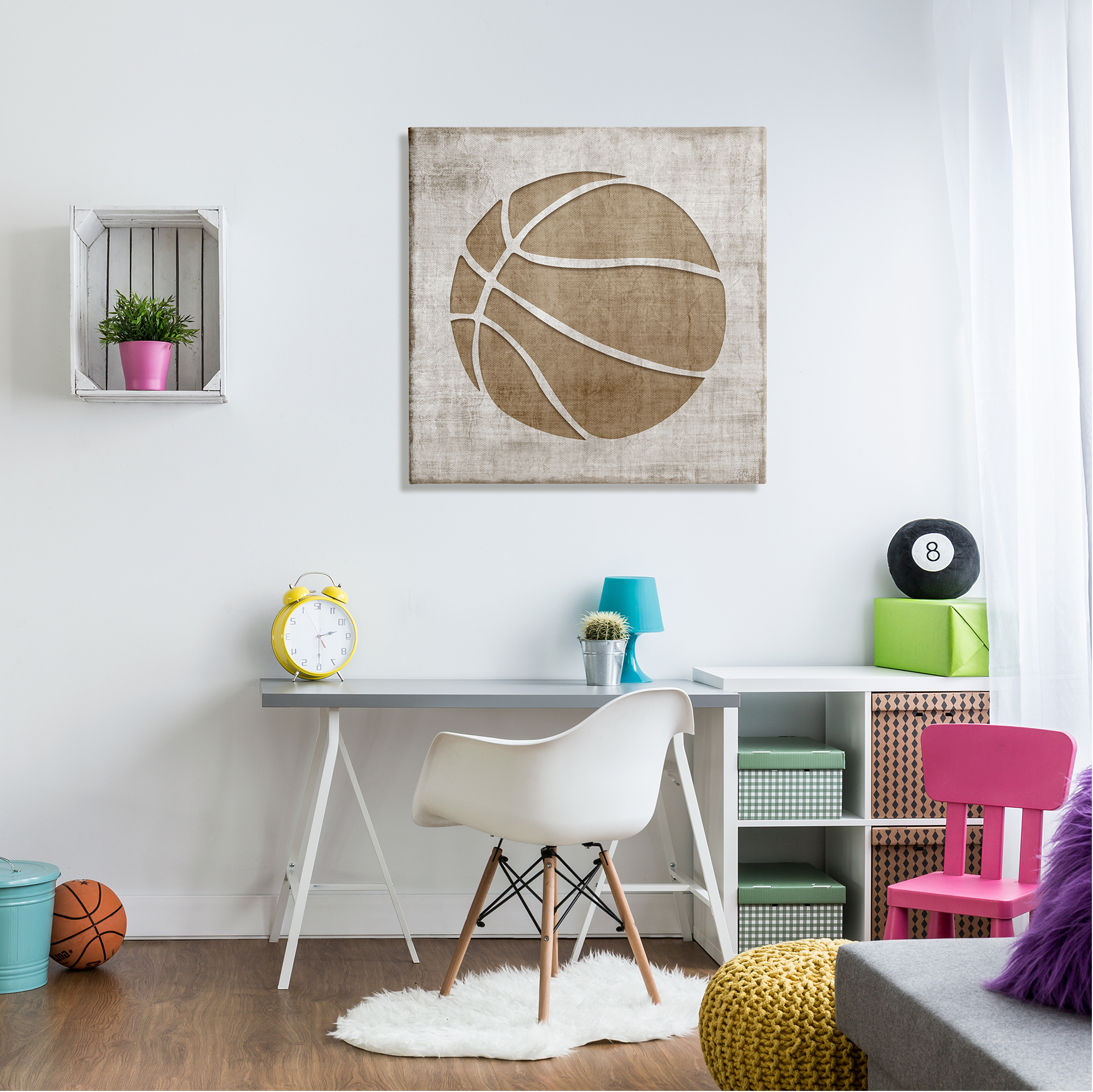 Stupell Industries Rustic Basketball Silhouette Shape Sports Team Ball Graphic Art Gallery Wrapped Canvas Print Wall Art, Design by Natalie Carpentieri