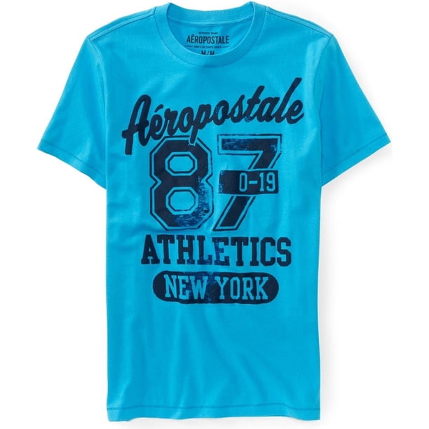 Aeropostale - Camiseta gráfica para hombre Aero Ny, azul, pequeña Aeropostale Camiseta gráfica