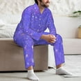 thumbnail image 7 of Naloa Purple Glitter Men’s Pajamas Set - Long Sleeve Button Down Sleep Shirt and Pajama Bottoms Sleepwear Set-Small, 7 of 7