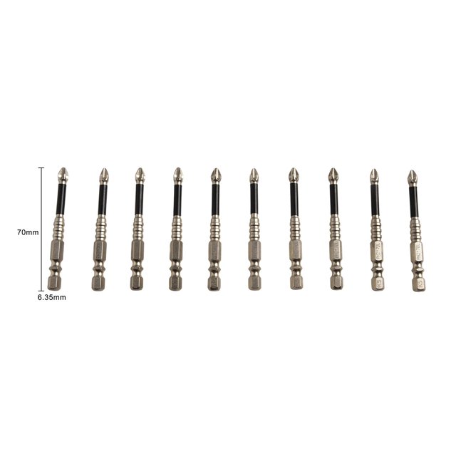 10Pcs Cross Magnetic Screwdriver Bit Alloy Steel Anti-Slip Long Drill Bits Ph2