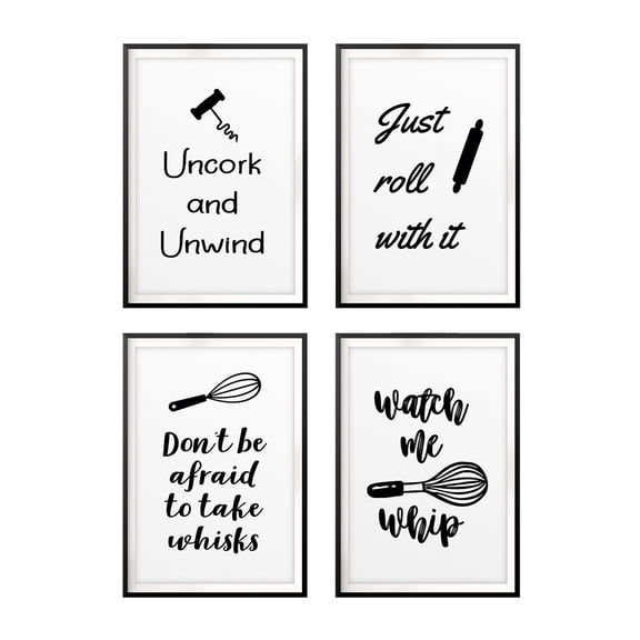 Designs ByLITA Kitchen Puns 11 x 14" Wall Art UNFRAMED Print (4 Pack)