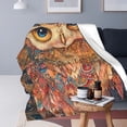 thumbnail image 6 of Colorful Mandala Owl Flannel Throw Blanket, Soft, Warm, Durable Artistic Blanket, for Bed, Couch & Travel, Machine Washable 50x40in, Striking Blue Eyes, 6 of 7
