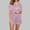 Pink, variant on Hrsba Fashion Print Turn Down Collar Pajama Set for Women Short Sleeve 2 Piece Summer Soft Breathable Ladies Sleepwear Nightwear Set