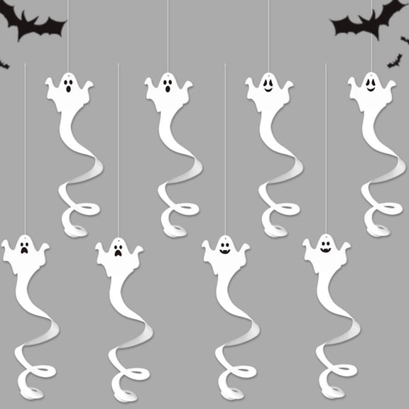 16PCS Halloween Hanging Ghost Decorations, Spiral Ghost Swirl Ceiling Decor for Halloween Party, White Ghost Hanging Ornaments for Indoor Home Classroom Haunted House Decor