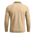 thumbnail image 5 of hoksml Men's Long Sleeve Collared T-Shirt, Contrast Trim Zipper Placket Chest Pocket Relaxed Fit Stretch Soft Top for Business Golf Daily Outdoor Casual Wear, 5 of 6