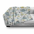 thumbnail image 2 of Underwater Soft Flannel Fleece Throw Blanket, Submarine in the Sea with Starfish Corals Oceanic Fiction Doodle, Cozy Plush for Indoor and Outdoor Use, 50" x 60", Cadet Blue Earth Yellow, by Ambesonne, 2 of 5