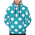 thumbnail image 4 of KLL Sky Blue And White Polka Dot Print Mens Hoodie Long Sleeve Casual Pullover Hooded Sweatshirt Fashion Drawstring Hoodies with Pocket-Medium, 4 of 6