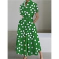 thumbnail image 7 of Elegant Geometric Printing Dress For Women 2024 Summer New Fashion Turn Down Collar Shirt Elastic Waist Large Swing Dresses Robe, 7 of 7