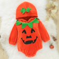 thumbnail image 2 of Adorable disfraz de calabaza para bebé, mono de Halloween con capucha y cierre a presión, suave y cómodo, 2 of 9