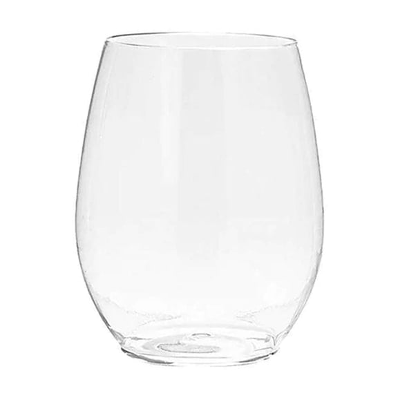 VeZee Disposable Plastic Stemless Clear Wine Goblet 16 Oz Pack of 12