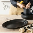 thumbnail image 6 of over&back Rim Stoneware Serving Platter - Elegant 1-Piece Oval Serving Platter to Complete Your Kitchen Set - 16" L x 10.8" W Semi-Matte Black, 6 of 7