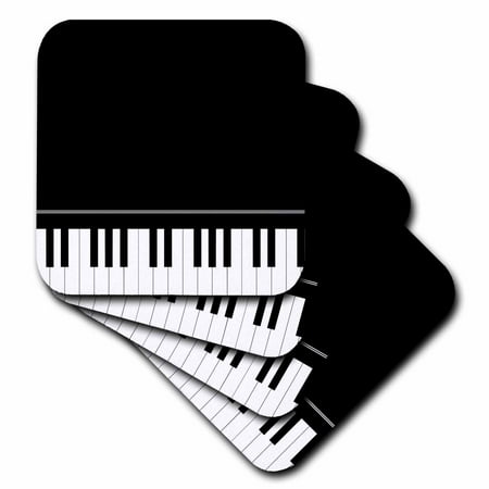 

3dRose Black piano edge - baby grand keyboard music design for pianist musical player and musician gifts Soft Coasters set of 4