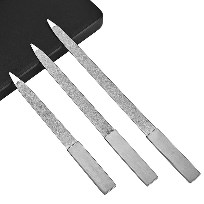 3Pack Diamond Nail File Stainless Steel Double Sided Nail File Metal