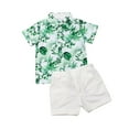 thumbnail image 1 of ITFABS Baby Boy's Short Sleeve Leaf Print Button Down T-Shirt Tops + White Shorts, 1 of 7
