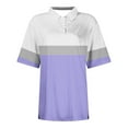thumbnail image 4 of Womens Clothing Homenesgenics Womens Tops under $10 Fashion Women's Casual Comfortable Print Short Sleeved Turndown Collar Button Blouse T-Shirt Tops Purple XL, 4 of 5